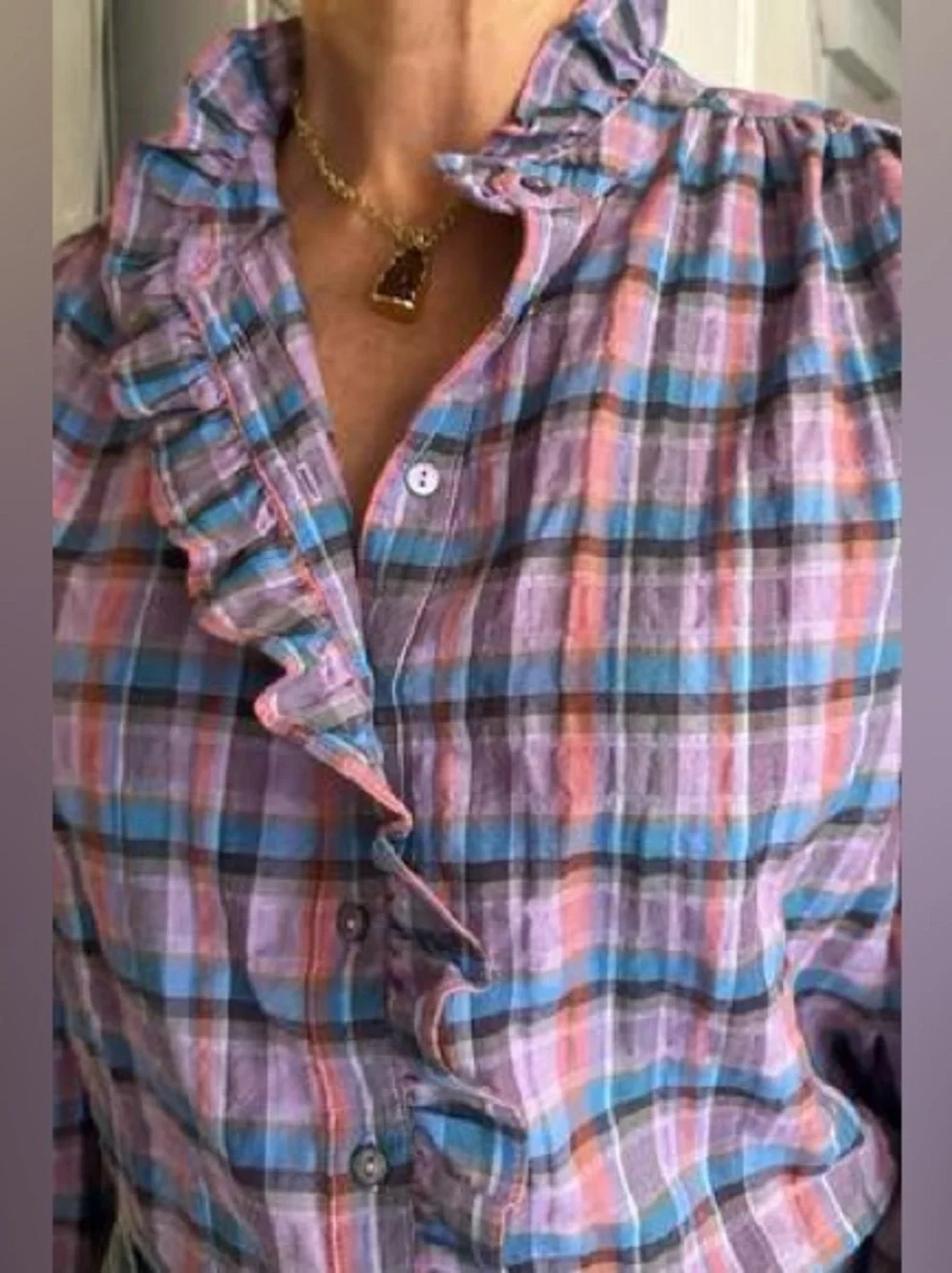 XIRENA | Purple‎ Plaid women's Nicholson shirt XS